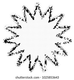 Blank bubble speech. Polka dot halftone pattern. Modern vector illustration. Abstract curves. Points backdrop. Dotted spotted pattern