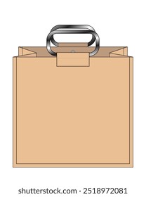 Blank burlap tote bag with metal handle template on white background, vector file