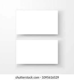 Blank business card with shadow template top view. Vector illustration