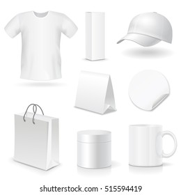 Blank business corporate identity templates, gifts, packaging and souvenirs set. Promotional Mock up. Vector.