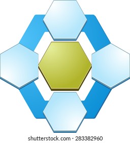 blank business strategy concept relationship diagram illustration hexagon shapes four 4