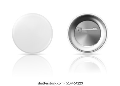 Blank button badge with reflection, front and back view.