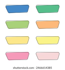 Blank Button Element Icon Collection. Blank colored internet web button set. Vector Illustration