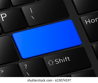 Blank button on keyboard Empty blue button frame