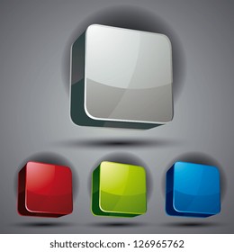 Blank button vector colors set.