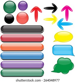 Blank buttons, arrows and speech/ thought bubbles for web and other needs
