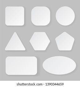 Blank buttons icon set of circle, square, pentagon, hexagon, triangle, heptagon, rectangle.