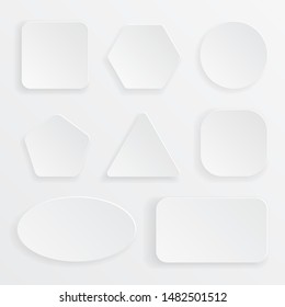 Blank buttons icon set of circle, square, pentagon, hexagon, triangle, heptagon, rectangle.
