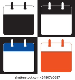 Blank calendar icon isolated on white and black background. EPS 10