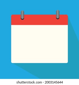 blank calendar icon on blue background. calendar icon sign. calendar day symbol. square icon calendar day. flat style.
