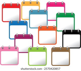 Blank Calendar icons set isolated on white background, Calendar set. Monthly calendar icons Set different color and copy space, isolated on white background. Eps file available. Calendar vector icon.