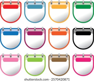 Blank Calendar icons set isolated on white background, Calendar set. Monthly calendar icons Set different color and copy space, isolated on white background. Eps file available. Calendar vector icon.