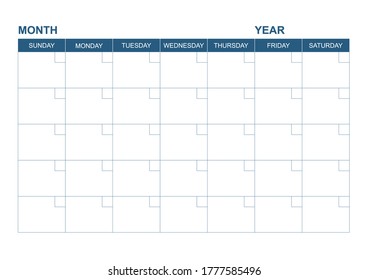 Simple Blank Month Planning Calendar Place Stock Vector (Royalty Free ...