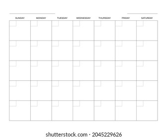 Blank Calendar Template Custom Yearly Calendar Stock Vector (Royalty ...