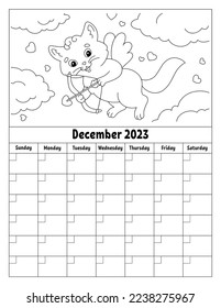 Plantilla de calendario en blanco para un mes sin fechas. Diseño colorido con un personaje adorable. Ilustración vectorial.