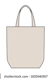 Blank Calico Tote Bag With Handle Template Vector on White Background