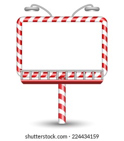 blank candy cane billboard isolated on white background