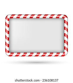 Blank candy cane frame isolated on white background