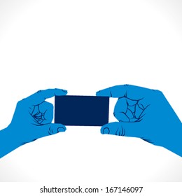 blank card in both hand vector