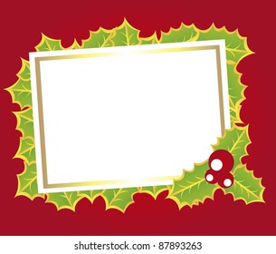 blank card christmas with leaf over red background. vector