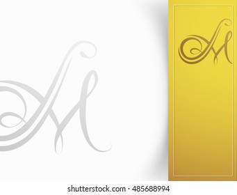 Blank card design with monogram M on surface