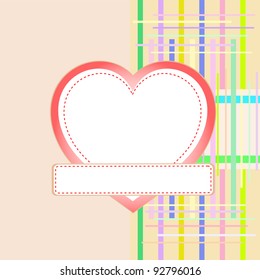 Blank card with red vector heart. Valentine's day holiday