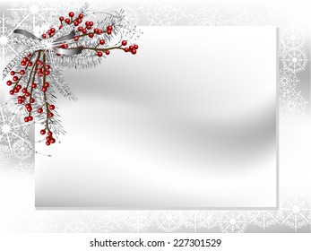 Blank card with silver ribbon with diamonds