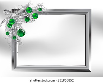 Blank card with silver ribbon with diamonds