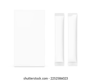 Blank cardboard box with sticks mockup. Front view. Vector illustration isolated on white background. Can be use for food, medicine, cosmetic and etc. EPS10.	