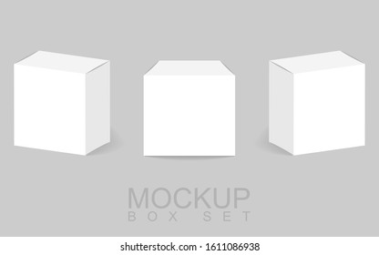 Blank cardboard package boxes mockup. Box set. Three templates, layout of boxes in different positions with a shadow for design or branding - vector illustration. Eps 10