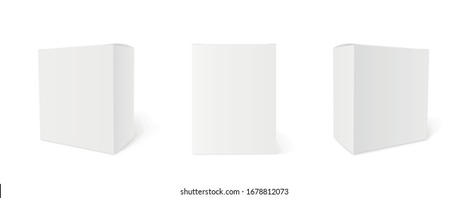 Blank Cardboard Package Boxes Mockup. Box Set. Three Templates, Layout Of Boxes In Different Positions With A Shadow For Design Or Branding - Stock Vector.