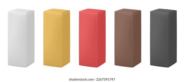 Modelación de cajas de cartón en blanco. Conjunto de cuadros. Embalaje coreano blanco, dorado, dorado, negro y marrón para alimentos o cosméticos