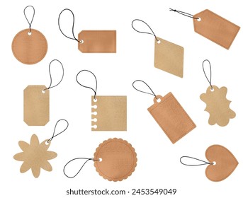 Blank cardboard paper price tags, Blank label templates. vector illustration.