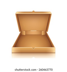 Blank cardboard pizza box isolated on white photo-realistic vector illustration