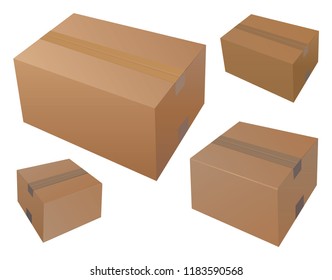 Blank carton four isolated mail boxex