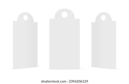 Blank Carton Hanging Tag Mockup, Front And Side View, Isolated On White Background. Vector Illustration