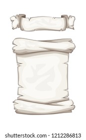Blank cartoon banner and scroll, vector illustration