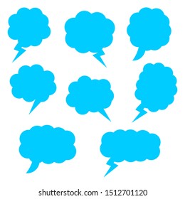 blank cartoon speech bubbles set with different blue cloud shape isolated on white background. vector illustration 