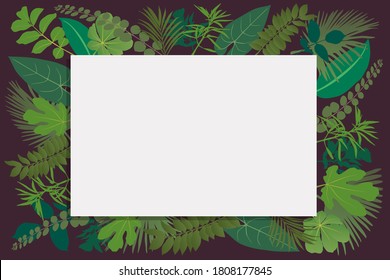 Blank cartridge in white color, surrounded by different types of leaves, to serve as a background for an environmental-themed presentation.