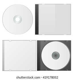 Blank Case And Disk. Cd Packaging Template. Vector Illustration.