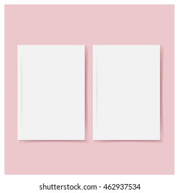 Blank catalog, magazine, book template with soft shadows. Ready for your design. Vector illustration.