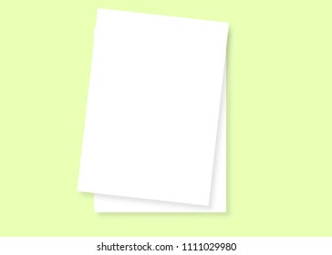 Blank catalog, magazines,book mock up on green background. two paper with shadows