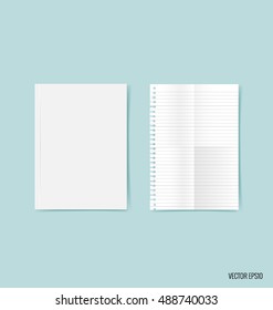Catálogo en blanco, revistas, libro burlándose de fondo azul. Ilustración vectorial.