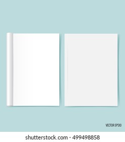 Blank catalog, magazines,book mock up on blue background. Vector illustration.