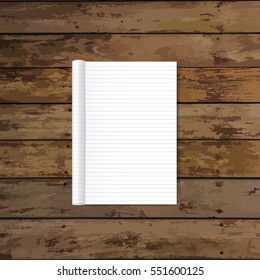 Blank catalog, magazines,book mock up on wood background. Vector illustration