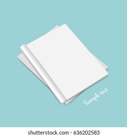 Blank catalog, magazines,book mock up on wood background. Vector illustration.