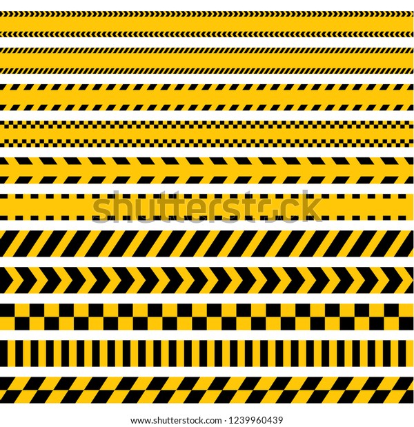空白の注意線が黄色と黒の警告テープの危険標識ベクター画像 のベクター画像素材 ロイヤリティフリー