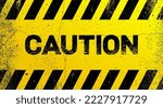 Blank Caution sign or warning symbol on grunge yellow background for construction and road safety concept. Grunge danger background. Vector illustration. Isolated on yellow background.