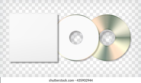 Blank CD disk and case template. Photo realistic blank mock up. Corporate identity. Vector illustration.