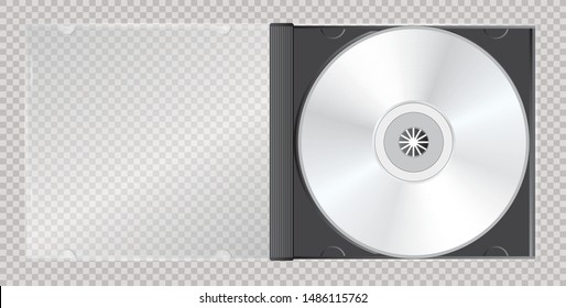blank cd in open box, realistic design template